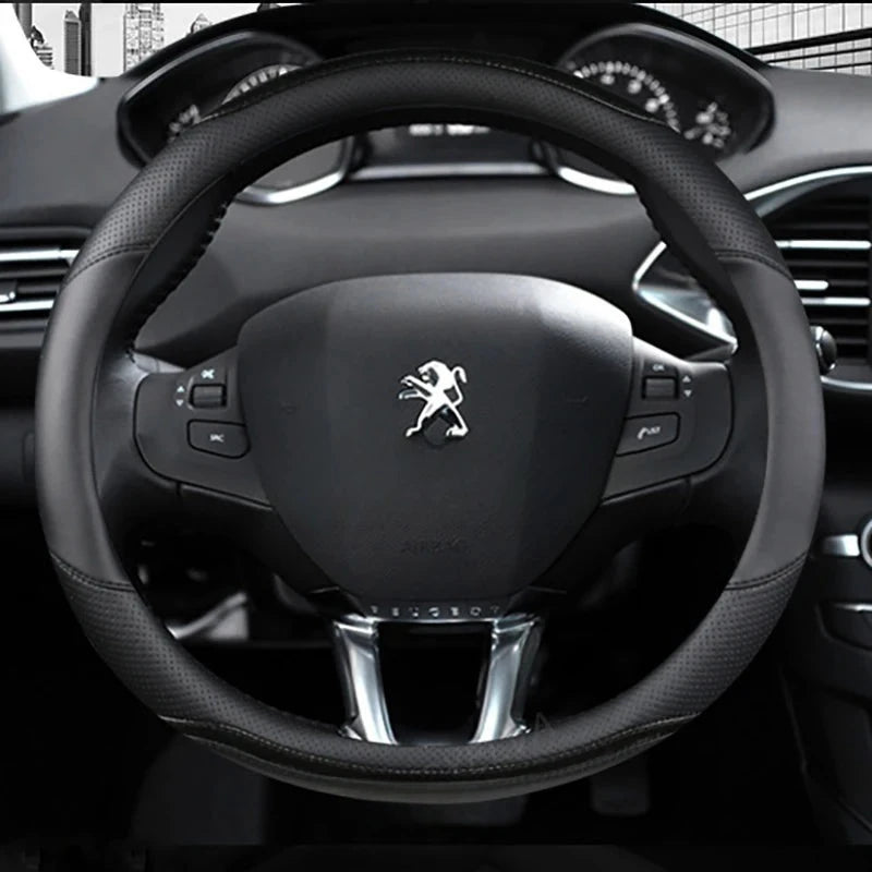 Couvre Volant Peugeot 208 308 2008 Forme D Cuir Bandes Laquées