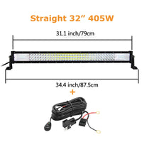Barre LED Tout-Terrain 3 Rangées 7D 21 à 52 Pouces 270 à 675 W 12V 24V