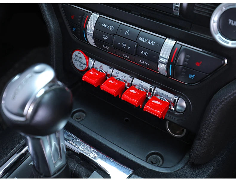 Cache Boutons Console Ford Mustang 2015-2020 Kit 4 Pièces