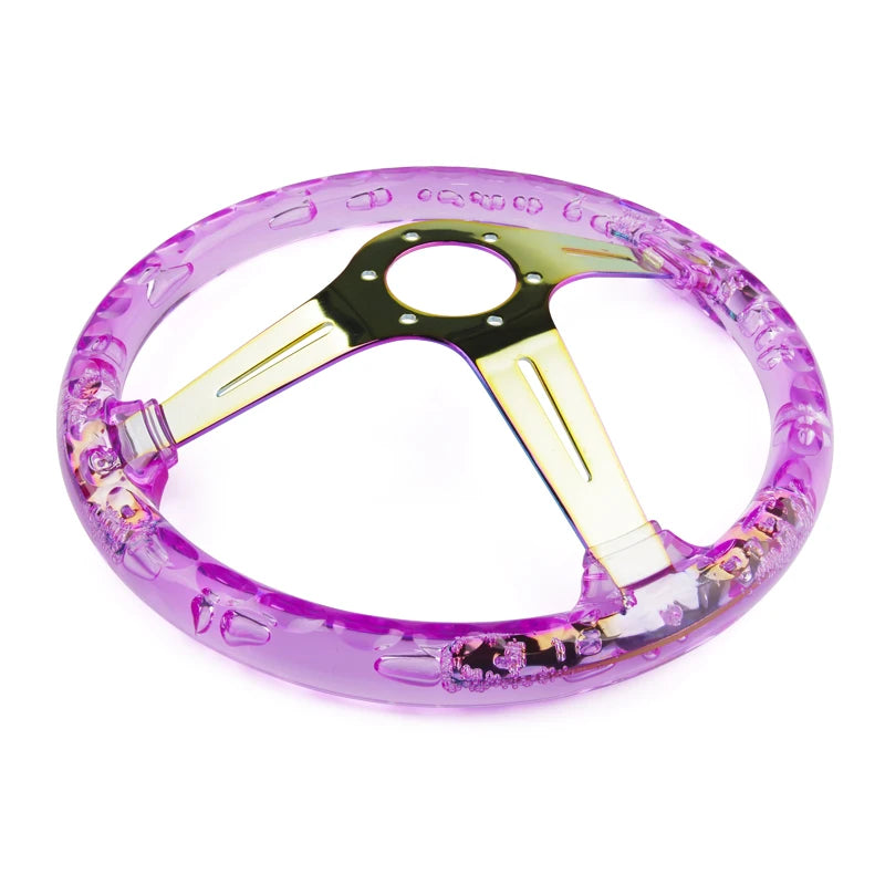 Volant Sport Acrylique Transparent 340 mm 14 Pouces Moyeu Néochrome