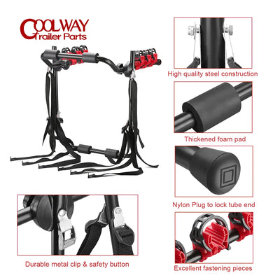 Porte-Vélos de Coffre 3 Vélos Acier 60 kg
