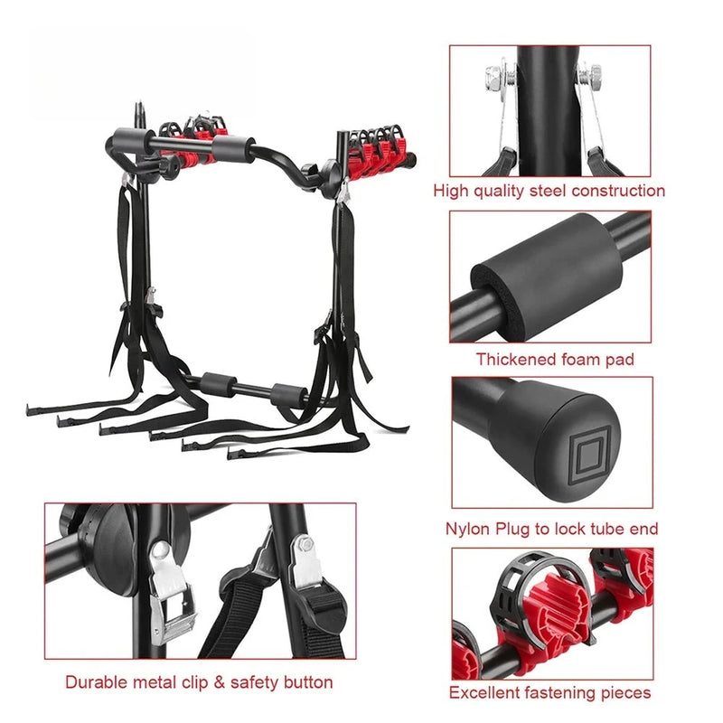 Porte-Vélos de Coffre 3 Vélos Acier 60 kg