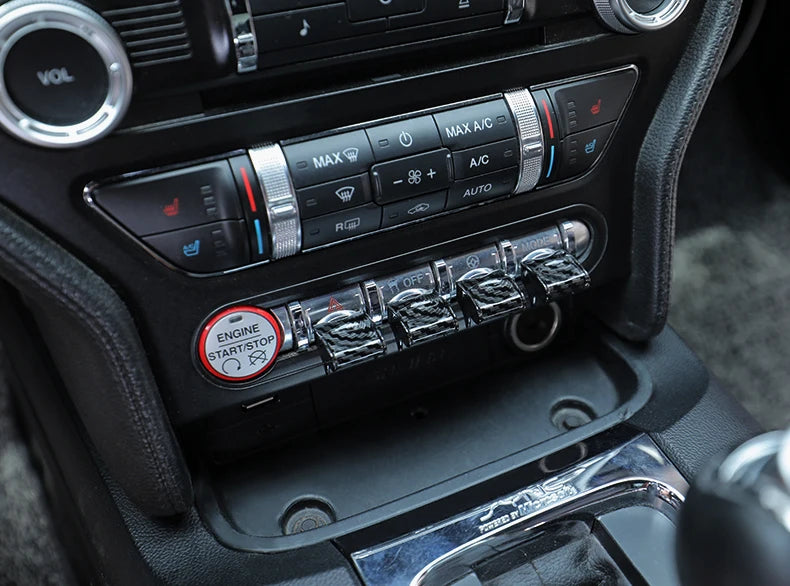 Cache Boutons Console Ford Mustang 2015-2020 Kit 4 Pièces