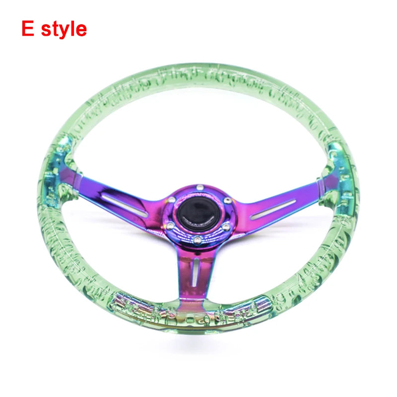 Volant Sport Acrylique Transparent 340 mm 14 Pouces Moyeu Néochrome