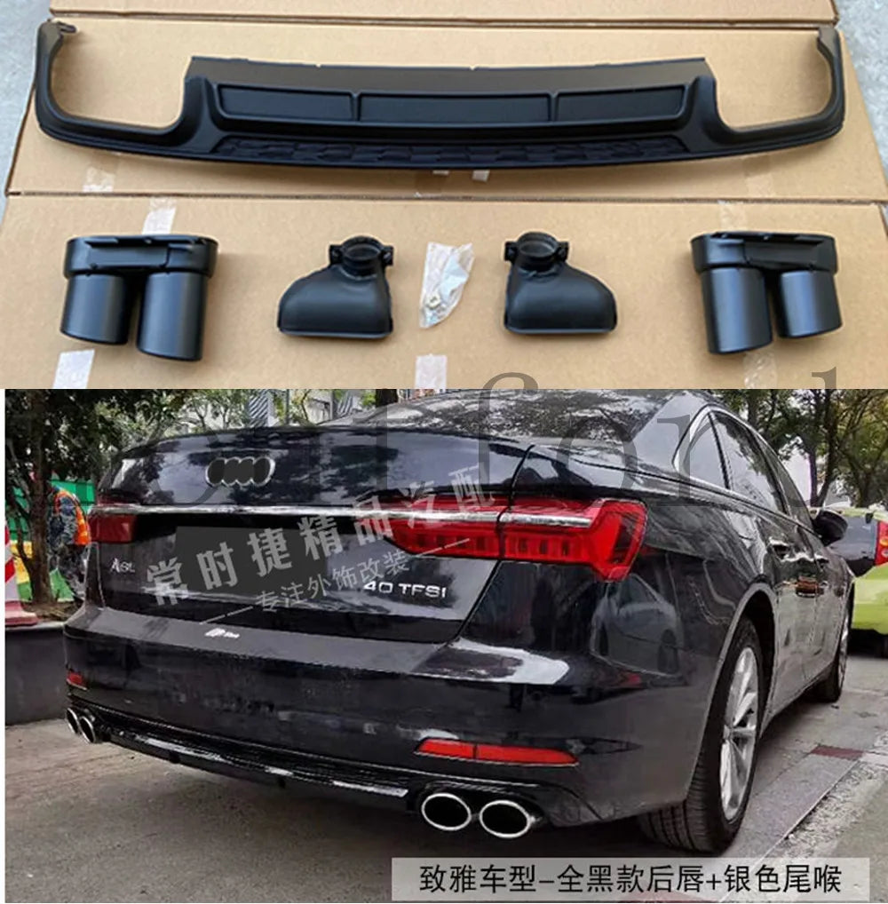Diffuseur Arrière Audi A6 S6 C8 2019-2021 avec 4 Embouts Argent ou Noirs