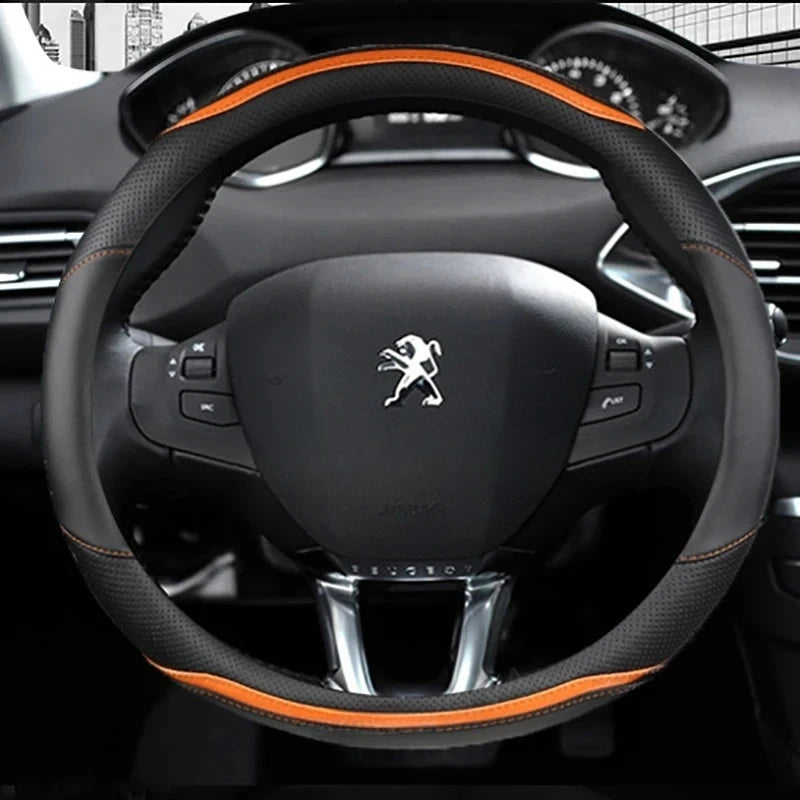 Couvre Volant Peugeot 208 308 2008 Forme D Cuir Bandes Laquées