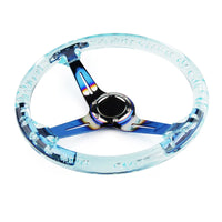 Volant Sport Acrylique Transparent 340 mm 14 Pouces Moyeu Néochrome