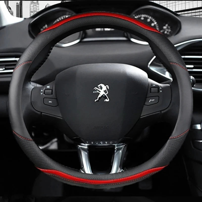 Couvre Volant Peugeot 208 308 2008 Forme D Cuir Bandes Laquées