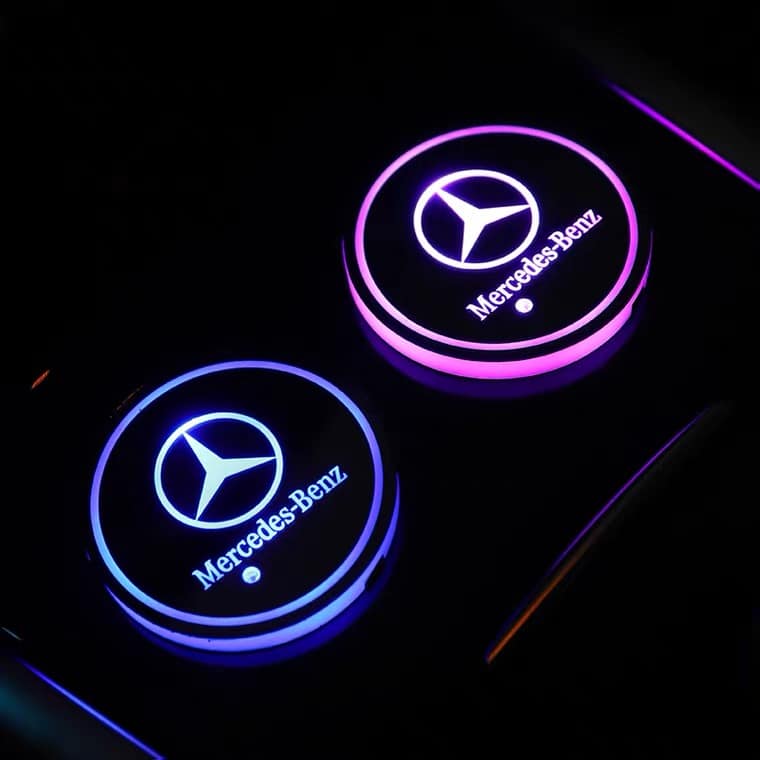 Porte-gobelet LED Mercedes Pack 2 RVB 7 couleurs USB
