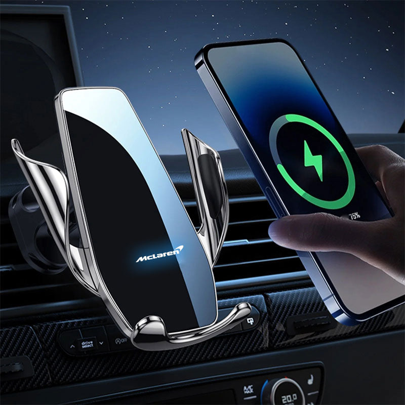 Support Téléphone Chargeur Sans Fil McLaren 15W Noir Argent