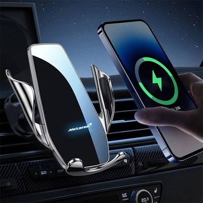 Support Téléphone Chargeur Sans Fil McLaren 15W Noir Argent