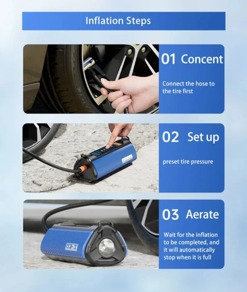 Booster de Batterie Voiture TS03 avec Compresseur d'Air et Lampe