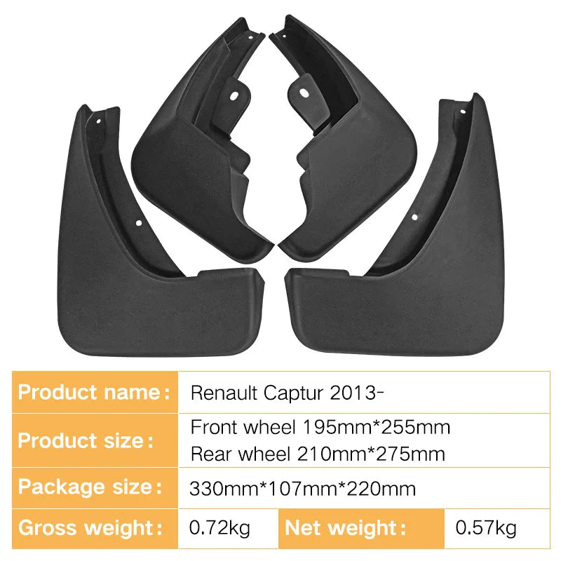 Garde-Boue Renault Captur 2013-2019 Jeu de 4 Bavettes Avant et Arrière Plastique Rigide