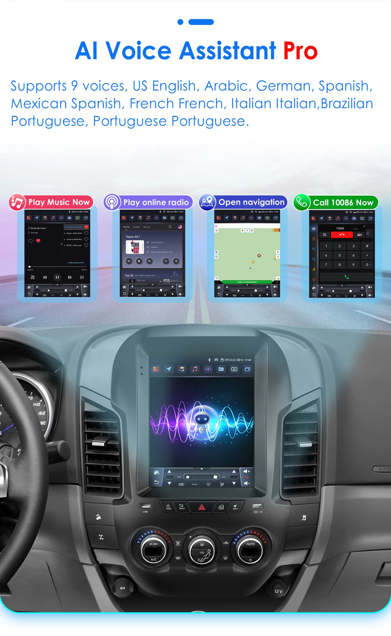 Autoradio Android Ford Ranger 2012-2015 Écran Vertical 9,7 Pouces CarPlay Sans Fil GPS DSP