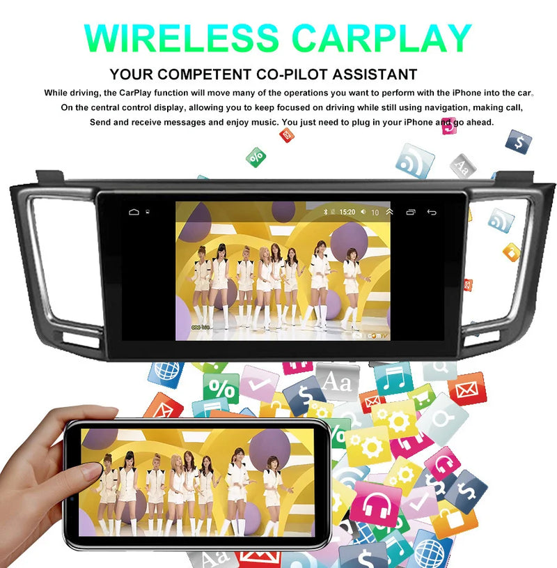 Autoradio Android Écran 10,25 Pouces Toyota RAV4 XA40 2012-2019 CarPlay Sans Fil GPS 4G