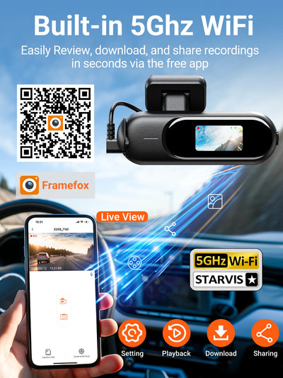 Dashcam 4K Avant et Arrière Wi-Fi Mode Parking