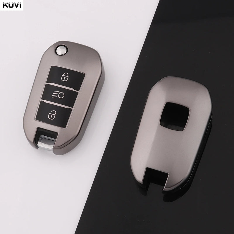 Étui de Protection Clé Peugeot 208 308 3008 5008 Citroën C3 C4 Gris Anthracite Clé à Rabat