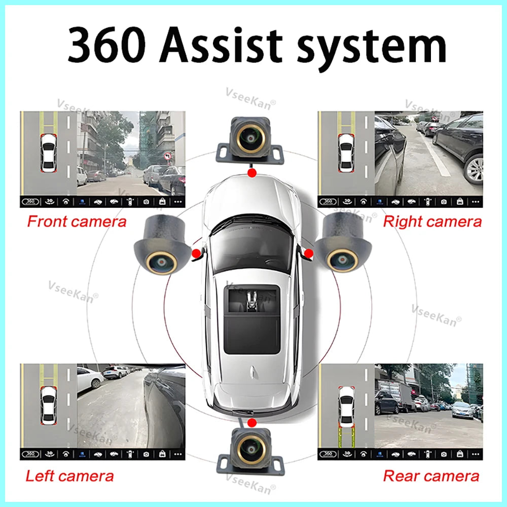 Caméra de Recul 360° 3D AHD Objectifs Dorés 720P ou 1080P Vue d'Ensemble