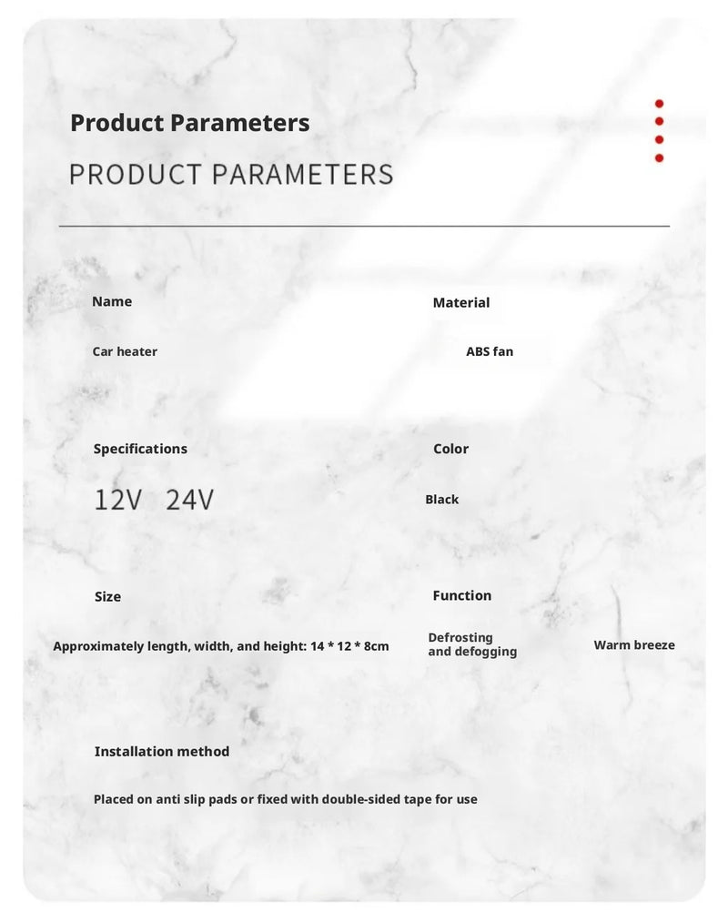Tragbare Autoheizung 12V 24V Enteisungsheizung mit Thermostat