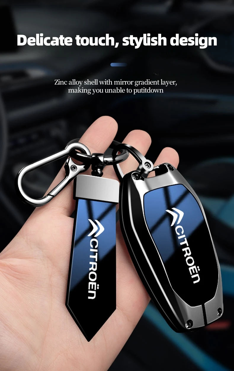 Étui de Protection Clé Citroën C1 C2 C3 C4 C5 C6 VTS Xsara C-Crosser Berlingo Jumpy Alliage de Zinc Noir ou Bleu