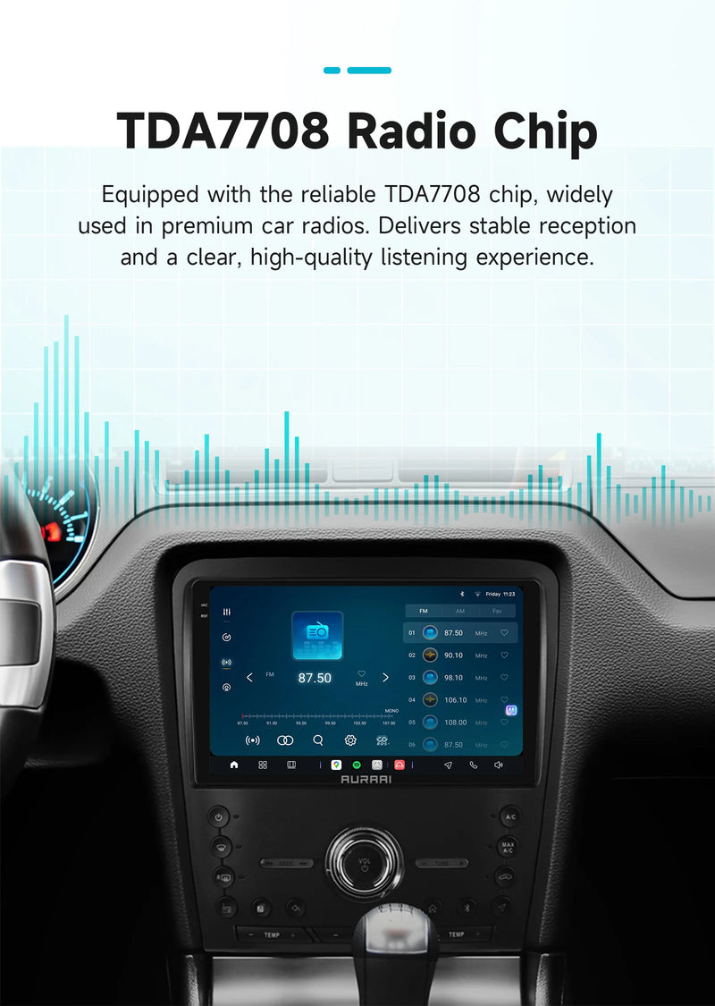 Autoradio Android Ford Mustang 2010-2014 Écran 2K CarPlay Sans Fil Caméra ADAS 360 GPS
