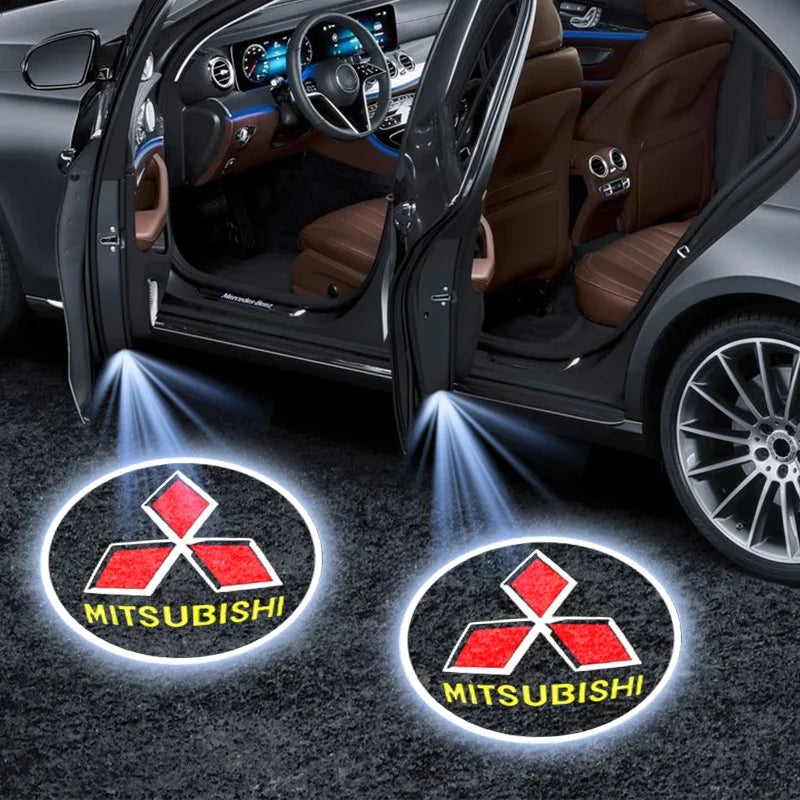 Projecteur de Porte Mitsubishi sans Fil Logo LED pour Pajero Outlander XL Montero Lancer Triton L200