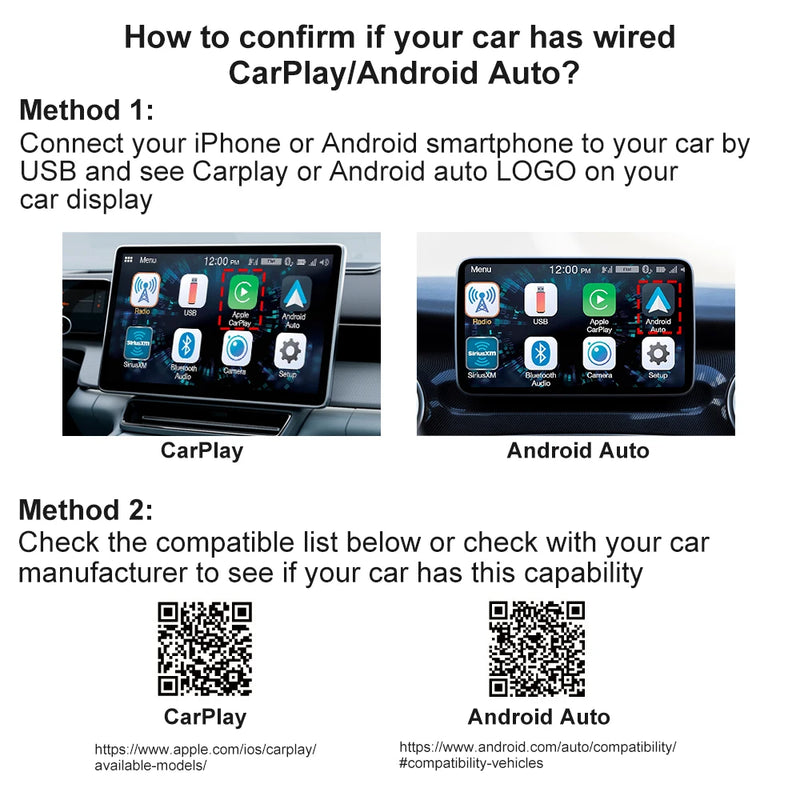 Boîtier CarPlay AI Box Android 13 Sans Fil 2 Go RAM Gris ou Noir