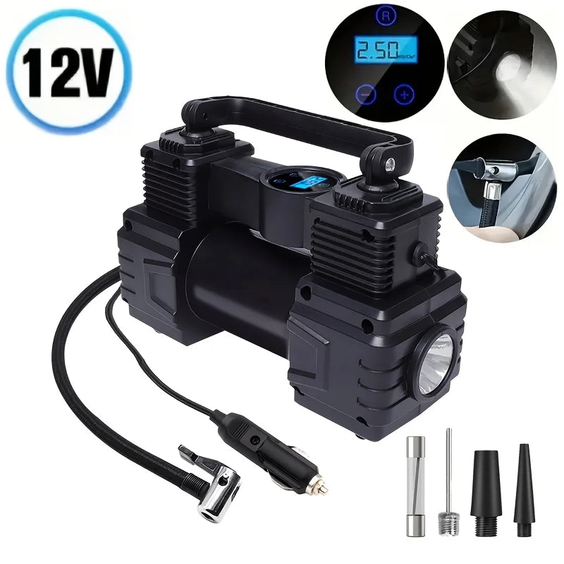 Compresseur de Pneu Voiture 12V Double Cylindre Manomètre ou Écran