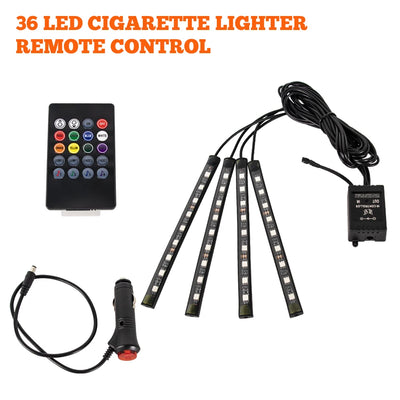 Éclairage d'Ambiance LED RGB 72 Diodes Bluetooth Voiture