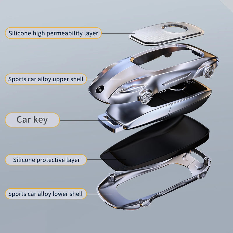 Coque de Protection Clé Mercedes Classe A B C E S W204 W205 W210 W212 W213 W176 W463 GLC GLB GLE AMG Alliage de Zinc Style Supercar