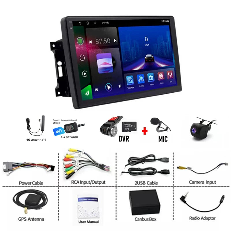 Autoradio Android 10 Pouces Jeep Wrangler JK 2007-2016 CarPlay et Android Auto Sans Fil GPS