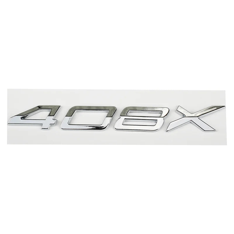 Logo Peugeot 208, 308, 408, 408X, 508 et 508L en ABS 3D, Emblème Lettres de Coffre Noir Brillant, Argent ou Gris