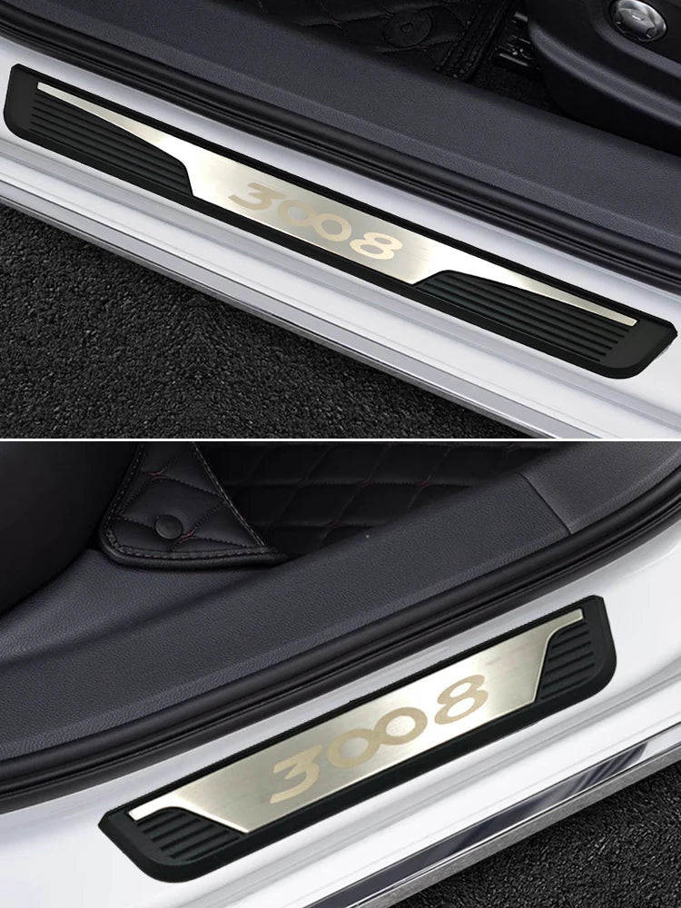 Plaques de Seuil d'Entrée Inox Peugeot 3008 2017-2020 Lot de 4