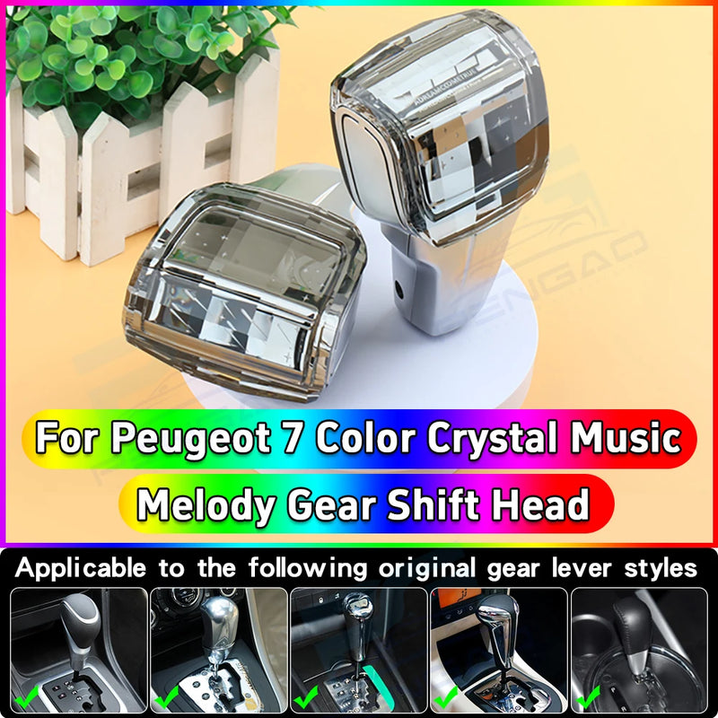 Pommeau de Vitesse Peugeot Cristal LED 7 Couleurs pour Boîte Automatique 206 207 307 308 3008 2008 RCZ
