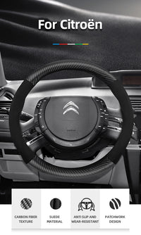 Housse de Volant Citroën Daim et Texture Carbone C3 C4 X Berlingo C5 Aircross Jumper Spacetourer Ami X