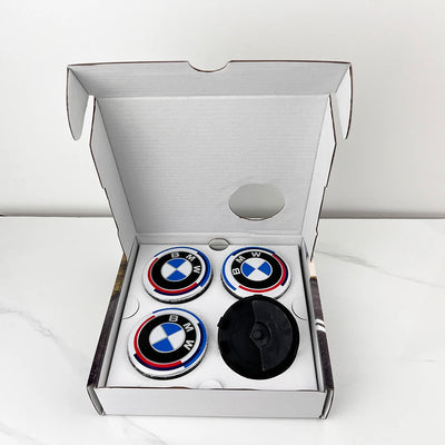 Cache-Moyeux Flottants BMW 50e Anniversaire 68mm 56mm (4 Pièces)