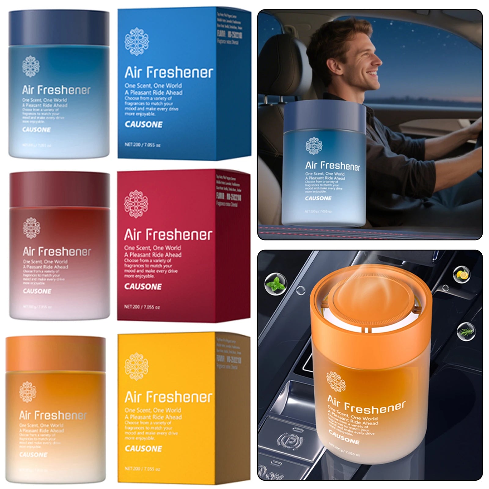Désodorisant Voiture Gel Parfumé 200 g Pot Longue Durée