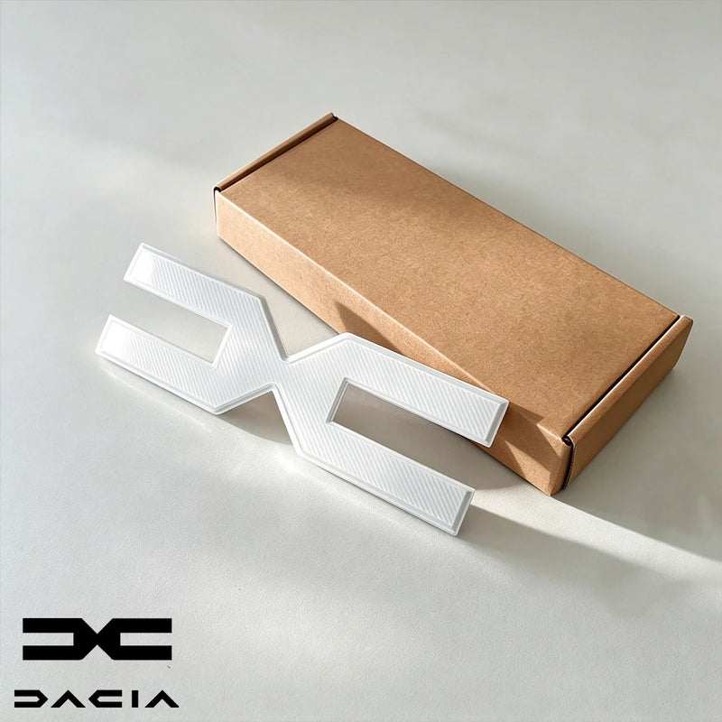 Logo Dacia Blanc 3D en ABS pour Calandre Avant, Emblème Nouveau Logo Duster, Sandero, Stepway, Jogger et Spring