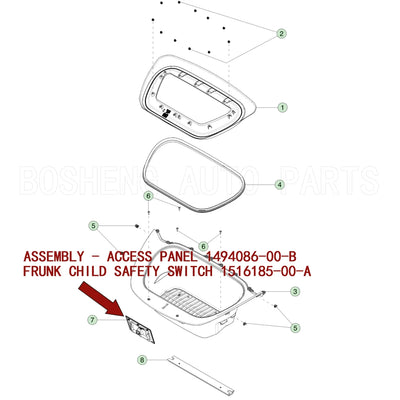 Bouton d'Ouverture de Coffre Tesla Model Y 2020-2023