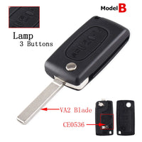 Coque de Clé Peugeot Citroën Pliante à Rabat 2 3 ou 4 Touches 207 307 308 407 607 807 C2 C3 C4 C5 C6