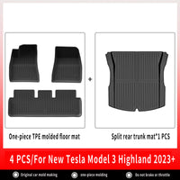 Tapis de Sol Tesla Model 3 Highland 2024-2026 TPE Ensemble 3 à 12 Pièces Simple ou Double Couche