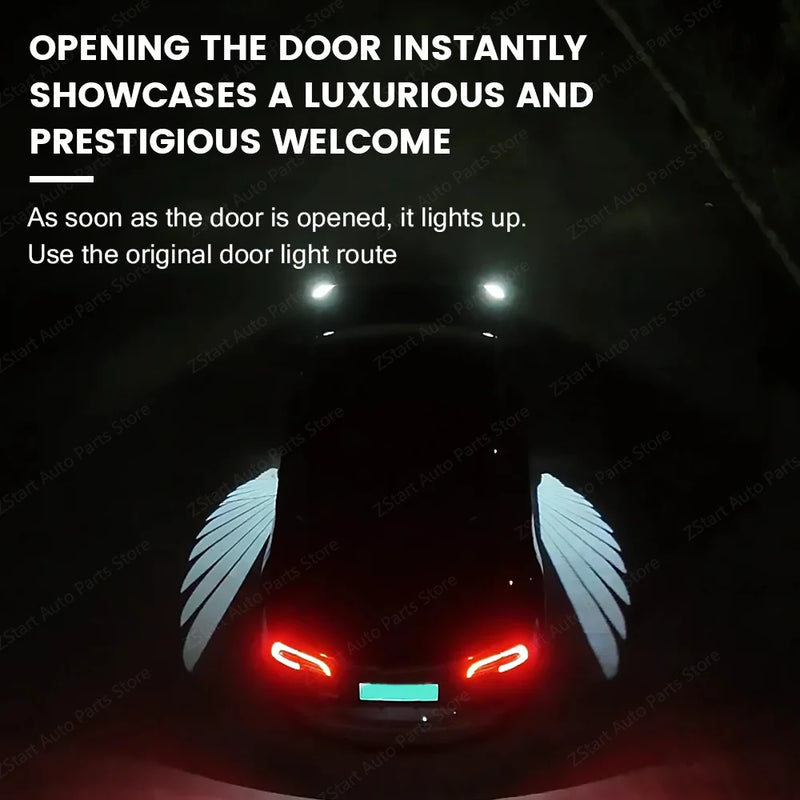 Projecteur Porte Tesla Model Y, Model 3 Highland, Ailes d'Ange, Lumière de Bienvenue