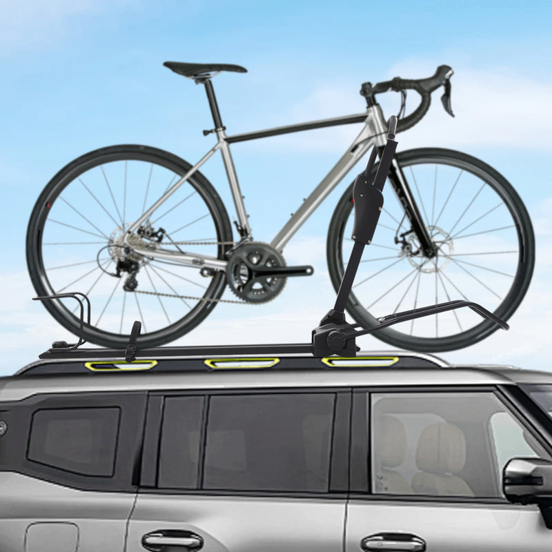 Porte-Vélo de Toit Pliable avec Support Vertical et Double Verrouillage Réglable de 75 à 98 cm pour SUV et Monospaces