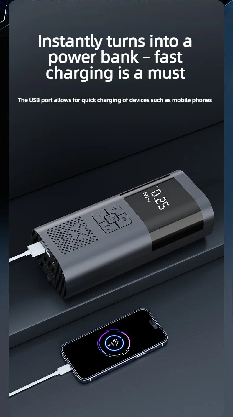 Booster de Batterie Voiture 600A Compact avec Compresseur 6000 mAh