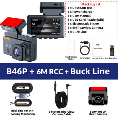 Dashcam E-ACE B46P 4K Double Objectif GPS WiFi