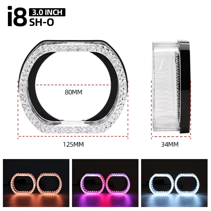 Anneaux Angel Eyes LED RGB DRL Universels 2,5 et 3 Pouces