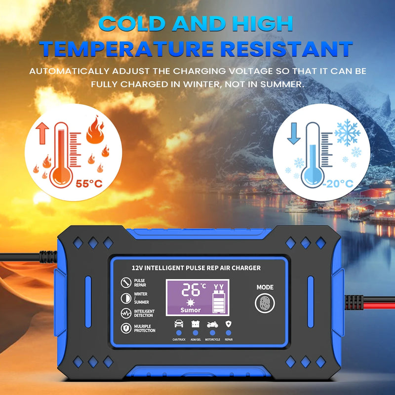 Chargeur de Batterie Voiture 12V 6A Intelligent à Impulsions
