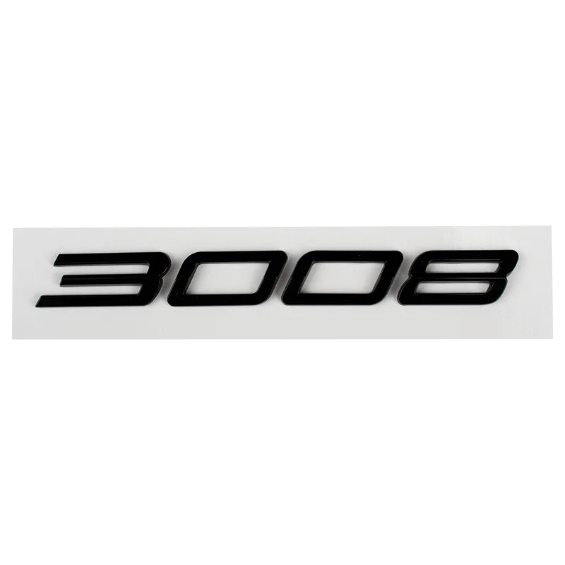 Logo Peugeot 2008, 3008, 4008 et 5008 en ABS 3D, Emblème Chiffres de Coffre 2023-2025, Noir Brillant, Gris Foncé ou Chrome