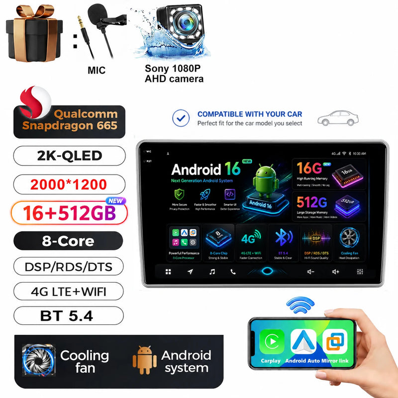 Autoradio Android 15 Ford Everest et Ranger 2015-2018 CarPlay Sans Fil GPS 4G