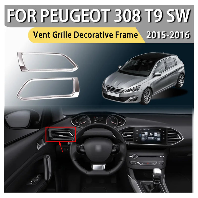Cadre d'Aérateur Peugeot 308 T9 SW 2015-2016 Chromé, Paire Gauche et Droite